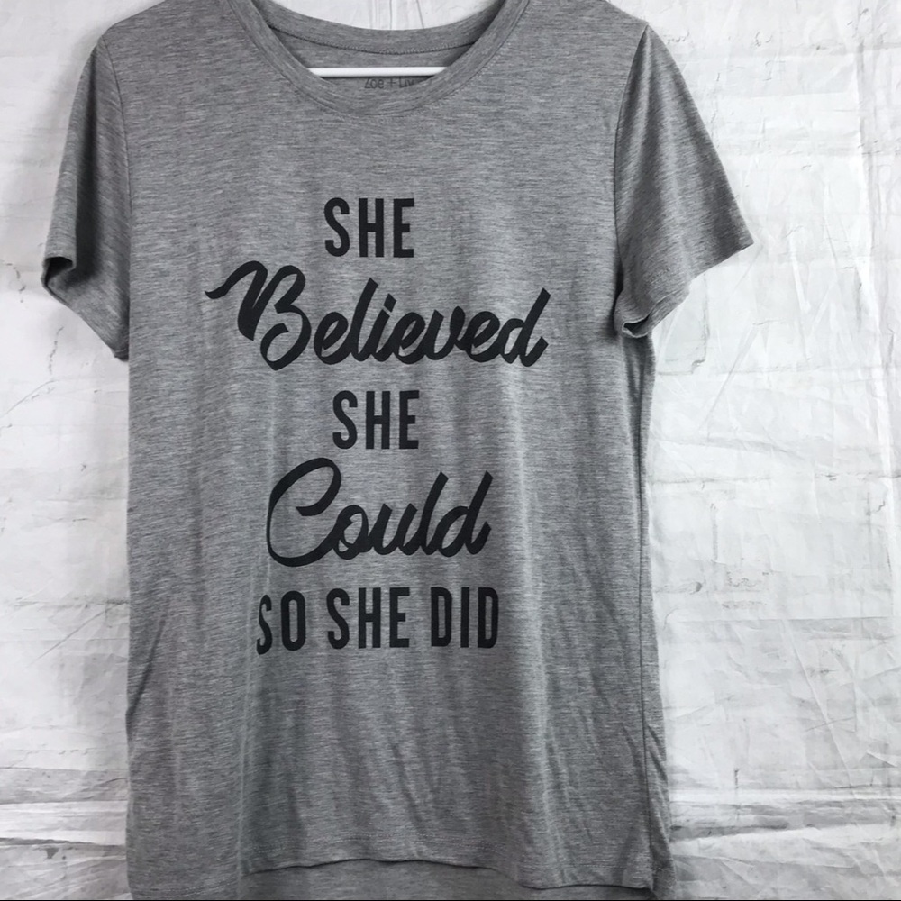 Zoe & Liv Quote Tee Gray Short Sleeve Sz XL